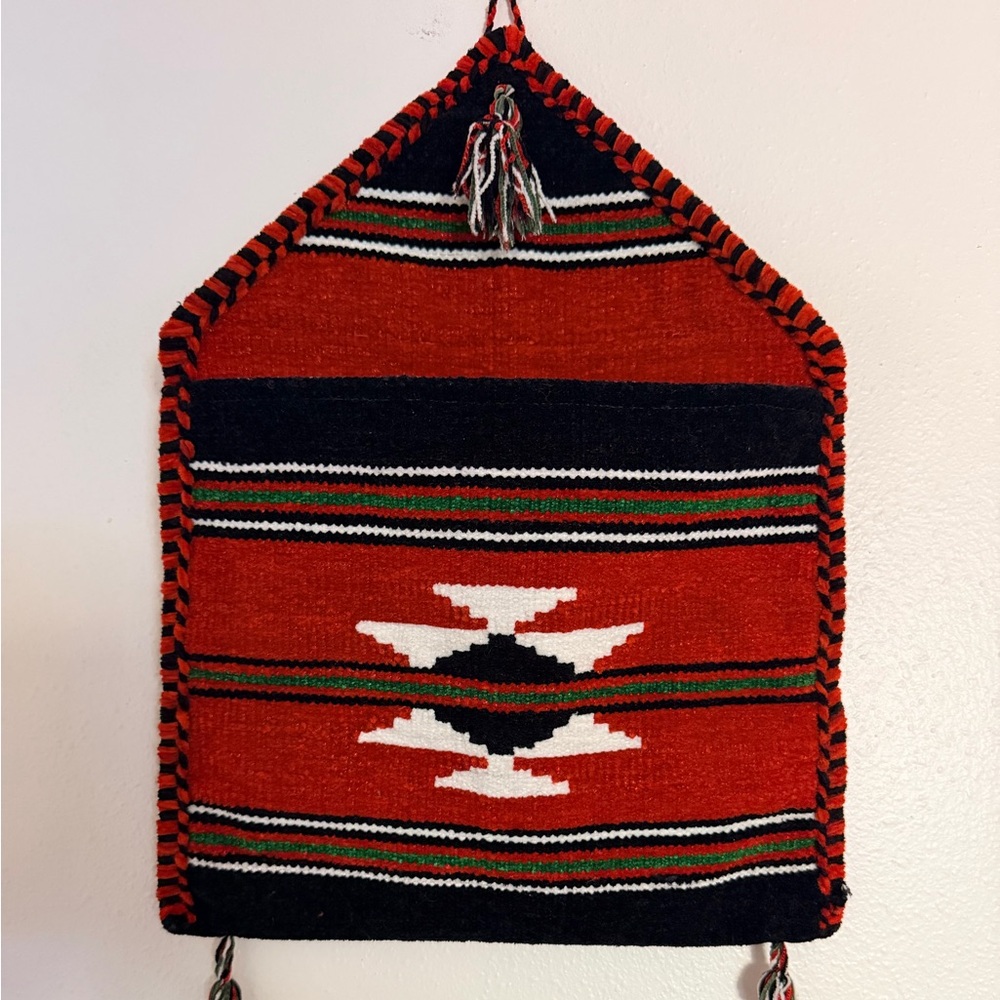 Handmade Tribal Wool Wall Pocket Organizer Ethnic Southwestern Decor - Picture 5 of 10